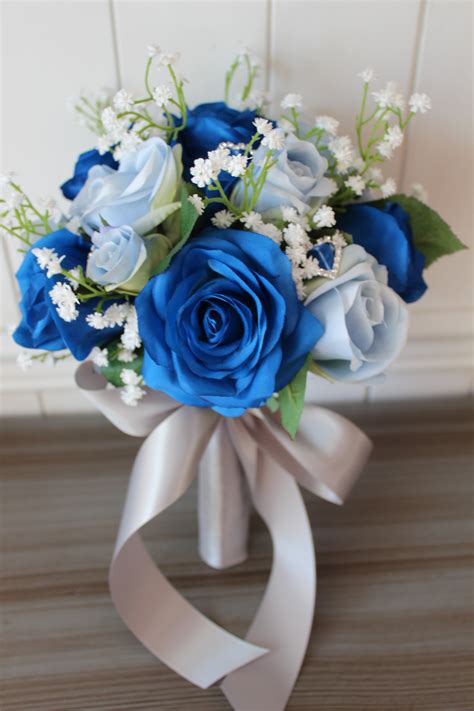 wedding flower bouquet royal blue|More.